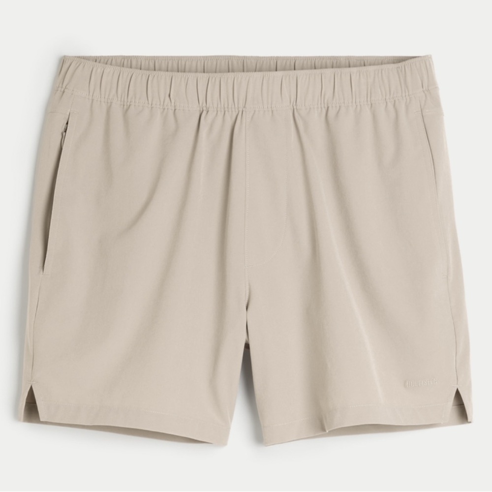 Tan Hollister Active Hybrid Shorts 5”, L